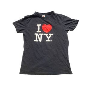 VTG‎ I Love New York Shirt Adult Medium Black Heart Streetwear Crewneck Y2K Mens